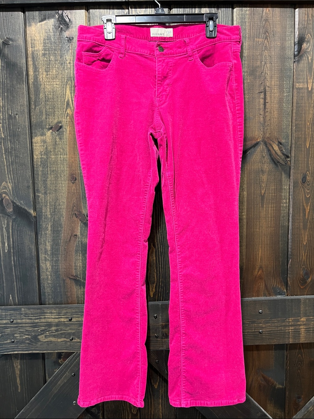 Old Navy Pink Corduroy Bootcut Pants 12 Raspberry Punch Y2K Vintage Style Velvet